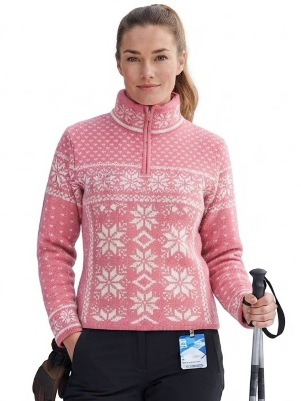 Obermeyer 1947 Signature Fair Isle Nordic 1/4 Zip Ski Sweater sz Small